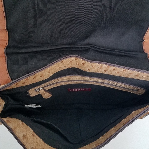 $20 Vegan Ostrich Brown Crossbody Bag - Picture 6 of 12